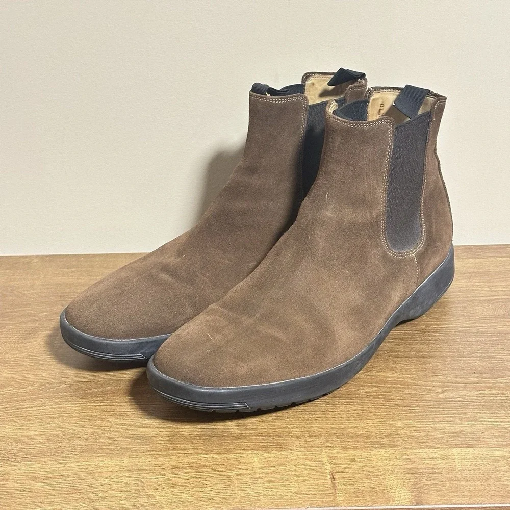 Polo Ralph Lauren Chelsea Boots Men's 13 Brown Pull On Calf Suede Ankle Italy